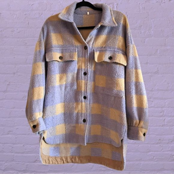 Jackets & Blazers - Plaid lavender and cream oversized shacket